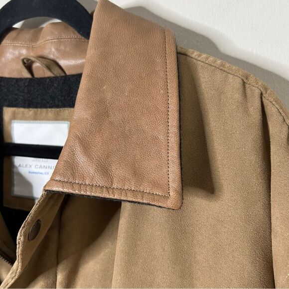 Alex Cannon Men’s Tan Wool Lined Faux Suede Zip Snap Down Jacket Size Large - Picture 6 of 9